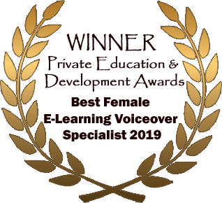 Winner Private Education & development awards - Best Female E-Learning voiceover specialist 2019 